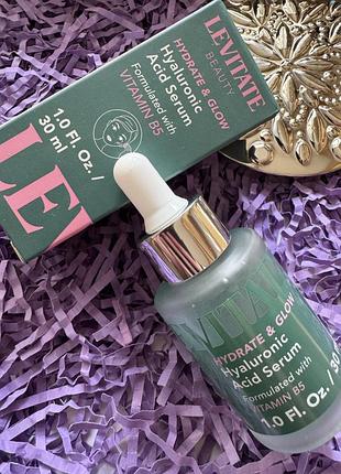 Высокоэффективная сыворотка с гиалуроновой кислотой и провитамином b5 levitate beauty hydrate & glow, 30 ml
