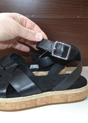 Clarks botanic poppy black leather 39-39.5р босоножки сандалии оригинал кожаные