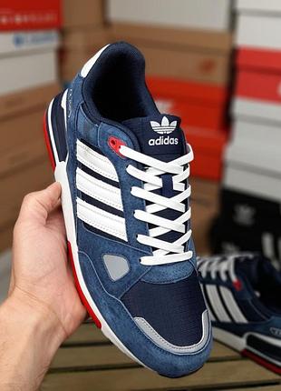 Чоловічі якісні та стильні кросівки adidas zx 750 великани сині з білим