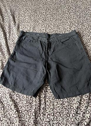 Armani jeans чоловічі шорти бавовна +льон чорного кольору з карманами на ґудзиках