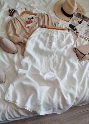 Белая фактурная юбка миди pull &amp; bear xl