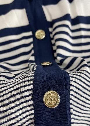 Джемпер кардиган укорочений італія 40 с м л societa синій білий в смужку4 фото