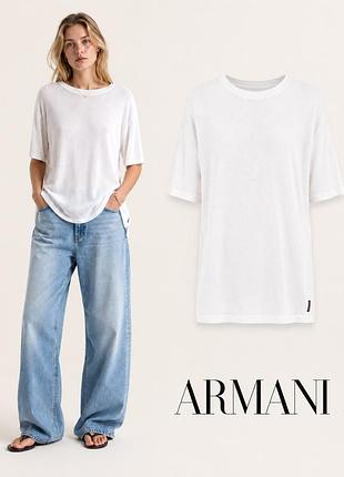 Женская трикотажная льняная футболка armani jeans (italy) p l