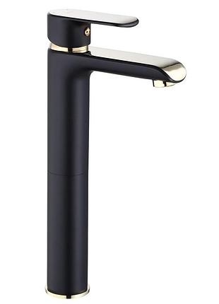 Смеситель для раковины (умывальника) rea bloom black gold высокий