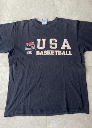 Футболка сша баскетбол нба vintage champion usa basketball team nba faded t-shirt large