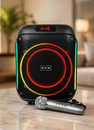 Портативная акустика zxx-5502 / bluetooth аккумуляторная колонка с подсветкой / караоке колонка с микрофоном