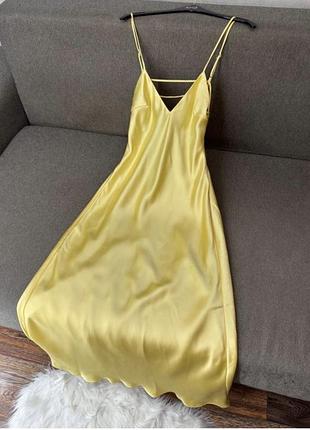 Сукня комбінація zara жовта  шовкова,атласна