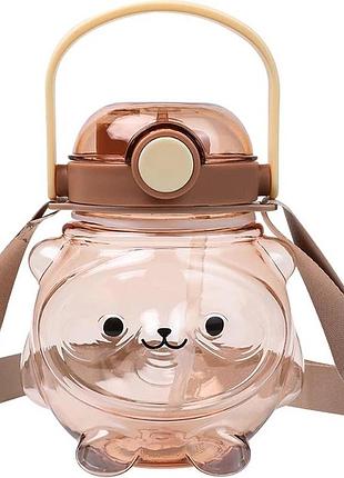 Бутилка для води bear big belly 1000 мл, з дозатором, ремінцем та трубочкою