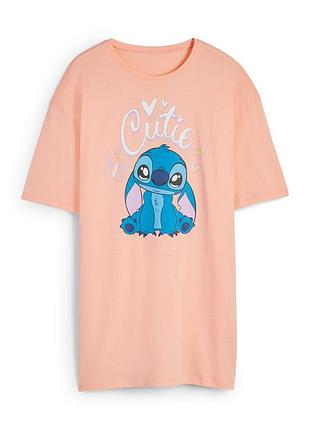 🎀 персиковое платье-футболка со стежкой для девочки | stitch | disney / c&amp;a
