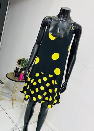 Черное платье в желтый горошек river island (uk 14 / l)