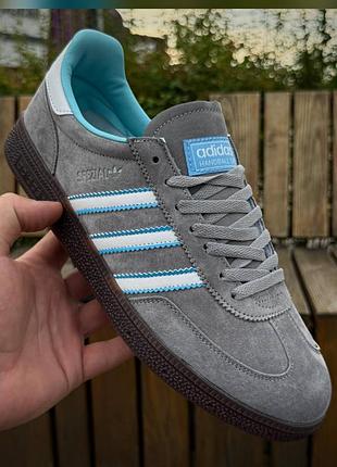 Кроссовки мужские adidas handboll spezial серые кожаные демисезонные весна-лето-осень кожа замша размер 41-45 новые 834-42
