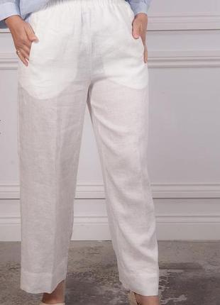 Штани з льону rosso35 white wide crop pants