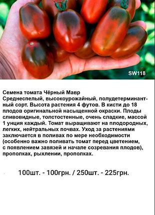 Семена томата чёрный мавр