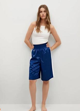 H&m бермуды кюлоты юбка-брюки синий атлас лампасы новые