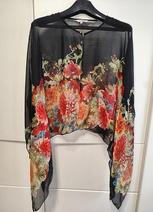 Полупрозрачная блузка-накидка (кейп/пончо) бренда new look из легкого шифона.