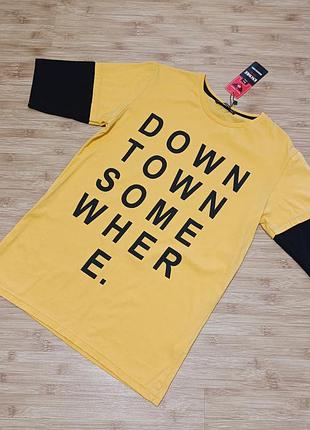 Желтая футболка madmext Encore с черным принтом «down own somewhere на 14-16 лет
