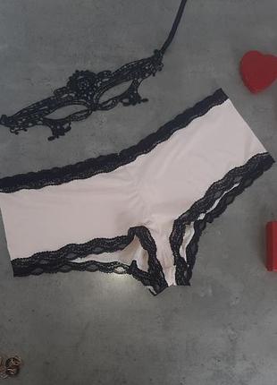 Бежеві трусики з чорним иереживом ann summers