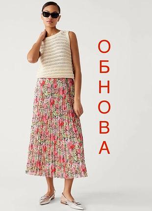 Спідниця міді пліссе квіткова m&s
