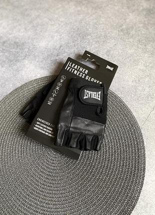 Everlast leather fitness gloves оригінал нові чоловічі перчатки рукавиці рукавички шкіряні кожані фітнес для спортзала турніка важкої атлетики чорні