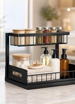 Кухонний стелаж-сушарка для посуду миючого storage rack and-103-30-10pcs / органайзер для кухонного приладдя / дворівневий
