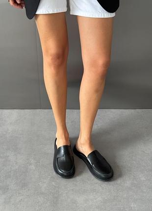 Сабо кожаные черные женские анатомические barefoot на широкую ногу (2 цвета) | топ продаж