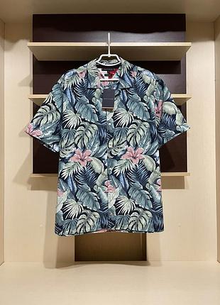 Tommy hilfiger, лен рубашка короткий рукав, тенниска, гавайка, оригинал