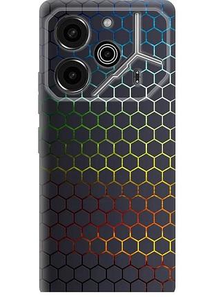 Чехол силиконовый на телефон tecno pova 6 pro переливающиеся соты "498u-3689-58250"