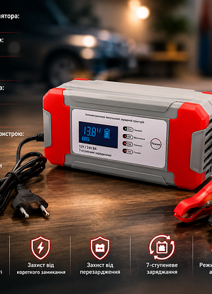 Зарядний пристрій для акумуляторів 12v/24v 8a