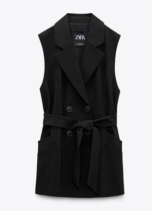 Подовжений жилет з паском zara