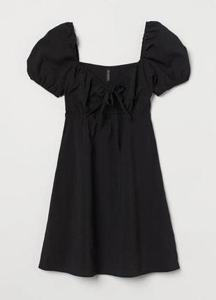 Чорна сукня h&m, сукня з рукавами ліхтариками , міні сукня , сукня с завʼязками на грудях