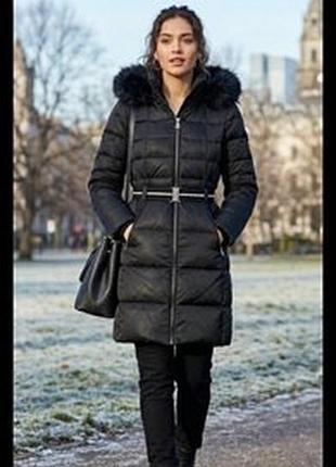Брендове пуховик пальто розмір 44/10 s karen millen куртка зимові пух 80 перо чорне