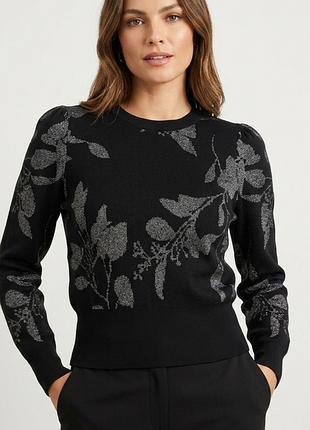 Элегантный черный джемпер h&amp;m с люрексом и рукавами-фонариками @21