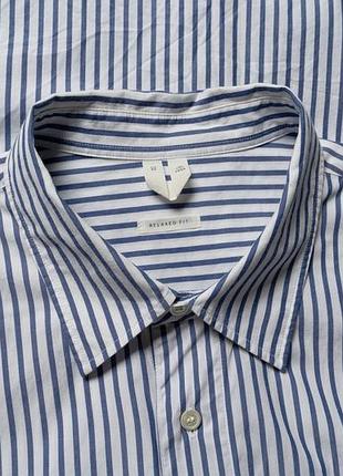 Arket button up long sleeved blue striped cotton shirt   [smh017201]