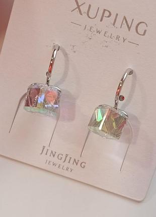 Серьги с кристаллом swarovski | родиевое покрытие