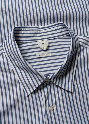 Arket button up long sleeved blue striped cotton shirt  [smh017203]