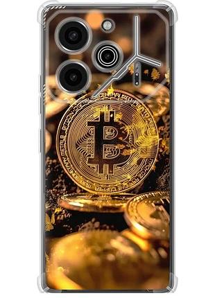 Чехол силикон с усиленными углами на телефон tecno pova 6 pro золотая лихорадка биткойна "6089sp-3689-58250"