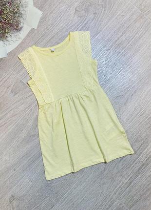 Дитяча літня сукна з мереживом для дівчинки lupilu 98/104 см та 122/128 см жовта
