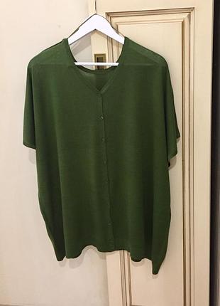 Новa.блуза трикотажна під шовк via-appia frapp  knit button up blouse intense green оригінал.батал зі свіжих колекцій
