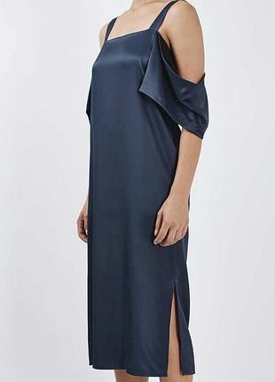 Чорна сукня міді з купра та шовку від topshop
