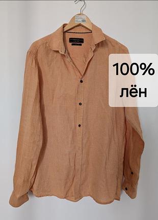 100% льон, сорочка з довгим рукавом