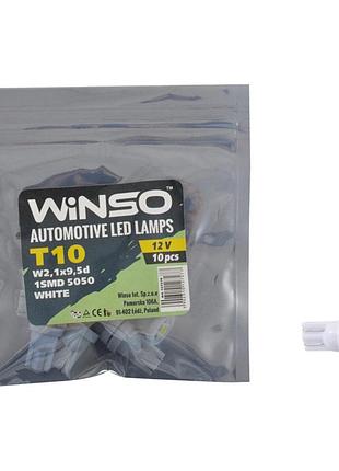 Автолампа winso led 12v smd t10 w2.1x9.5d, 10шт 127270