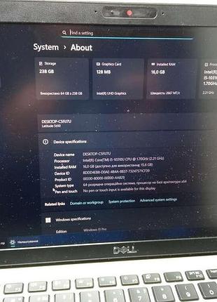 Ноутбук б/у dell latitude 5410 (intel core i5-10310u 1.7ghz/ram 16gb/ssd 256gb/intel uhd graphics)