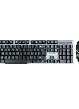 Игровой комплект проводной gaming combo 4в1 t-wolf tf-240 клавиатура, мышка, наушники с микрофоном, коврик с подсветкой 3d эффект