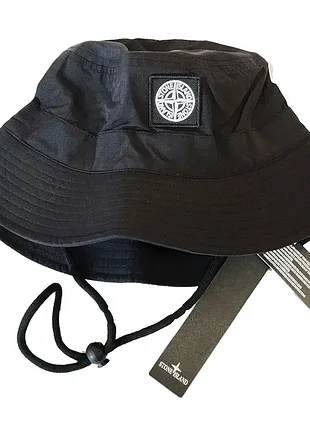 Летняя панама stone island унисекс с логотипом стон. панамка черная сот айленд, стоник
