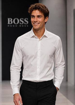 Чоловіча сорочка boss біла l- xl (100% бавовна)