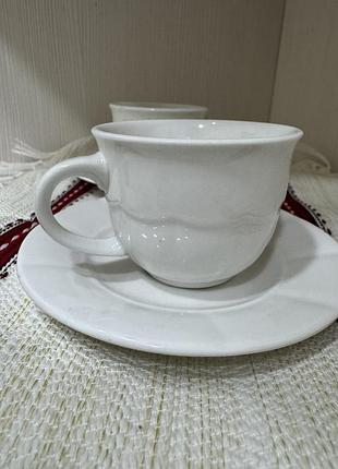 Чашка з блюдцем для кави біла порцеляна , вінтаж лімож  philippe levieux, porcelaine de limoges.