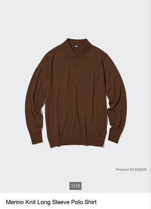 Вовняна кофта uniqlo merino knit long sleeve polo shirt розмір м
