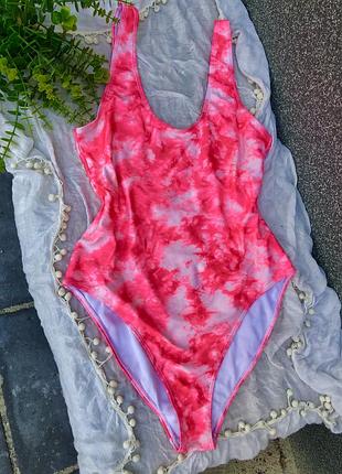 Купальник m l слитный, розовый неон boohoo