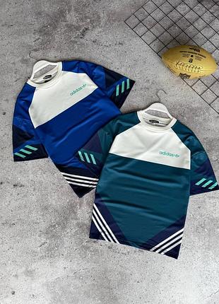 Футболка adidas синяя / зеленая мужская
