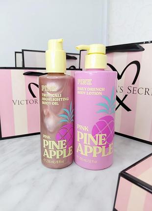 Набор / лосьон + масло-хайлайтер «pink pineapple». pink. victoria’s secret. оригинал 🇺🇸